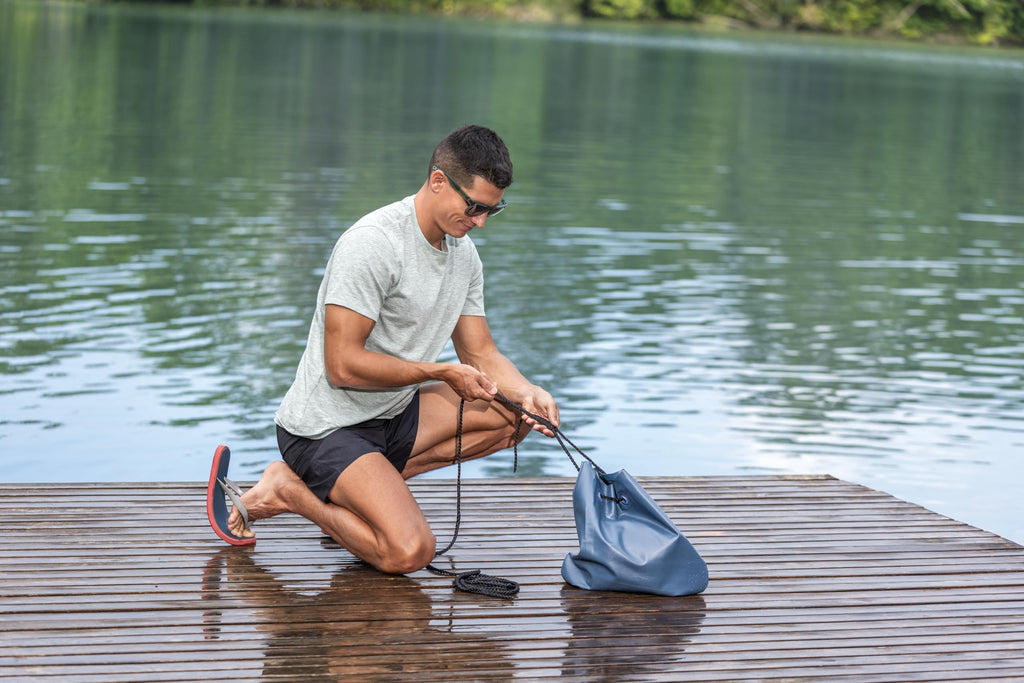 Badeinsel für 6 Personen Tropical Breeze 389 × 274 cm mit Sonnendach Kühltasche und 6 Getränkehaltern