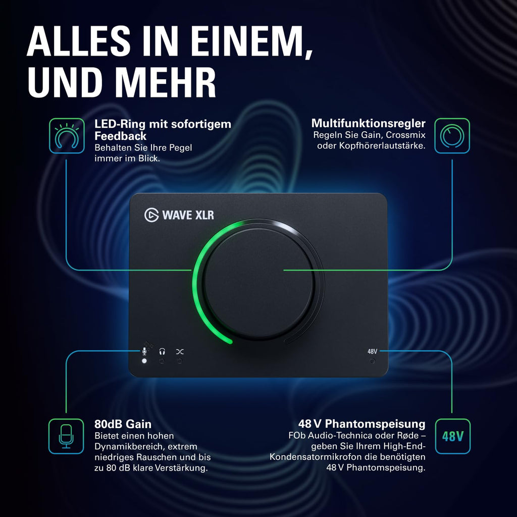 USB Audio Interface und DSP Mixer Wave XLR MK.2 80 dB Gain 192 kHz XLR Eingang 2 Kanäle
