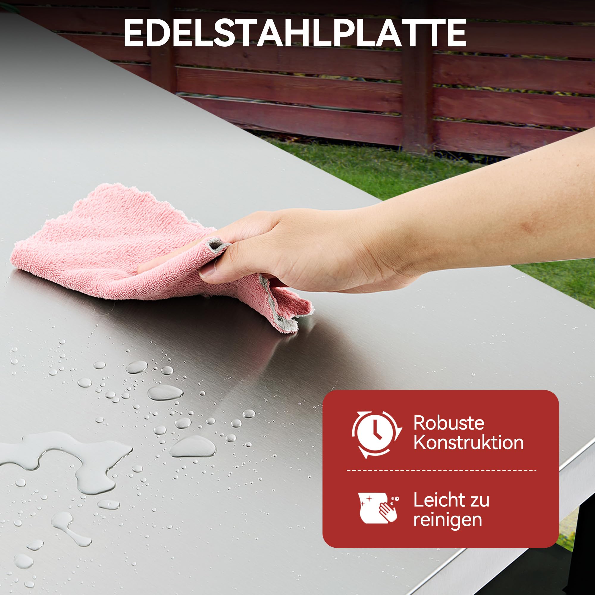 Grillwagen mit Edelstahl-Tischplatte klappbarem Seitentisch Unterschrank Rollen 126,5 x 60 x 81 cm