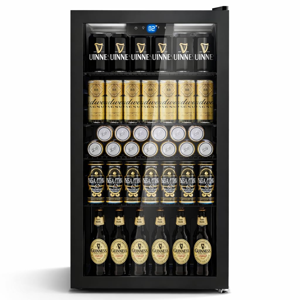 Getränkekühlschrank YC-86 86 Liter mit 4 Ablagen Glasfront LED-Beleuchtung und digitaler Temperaturregelung
