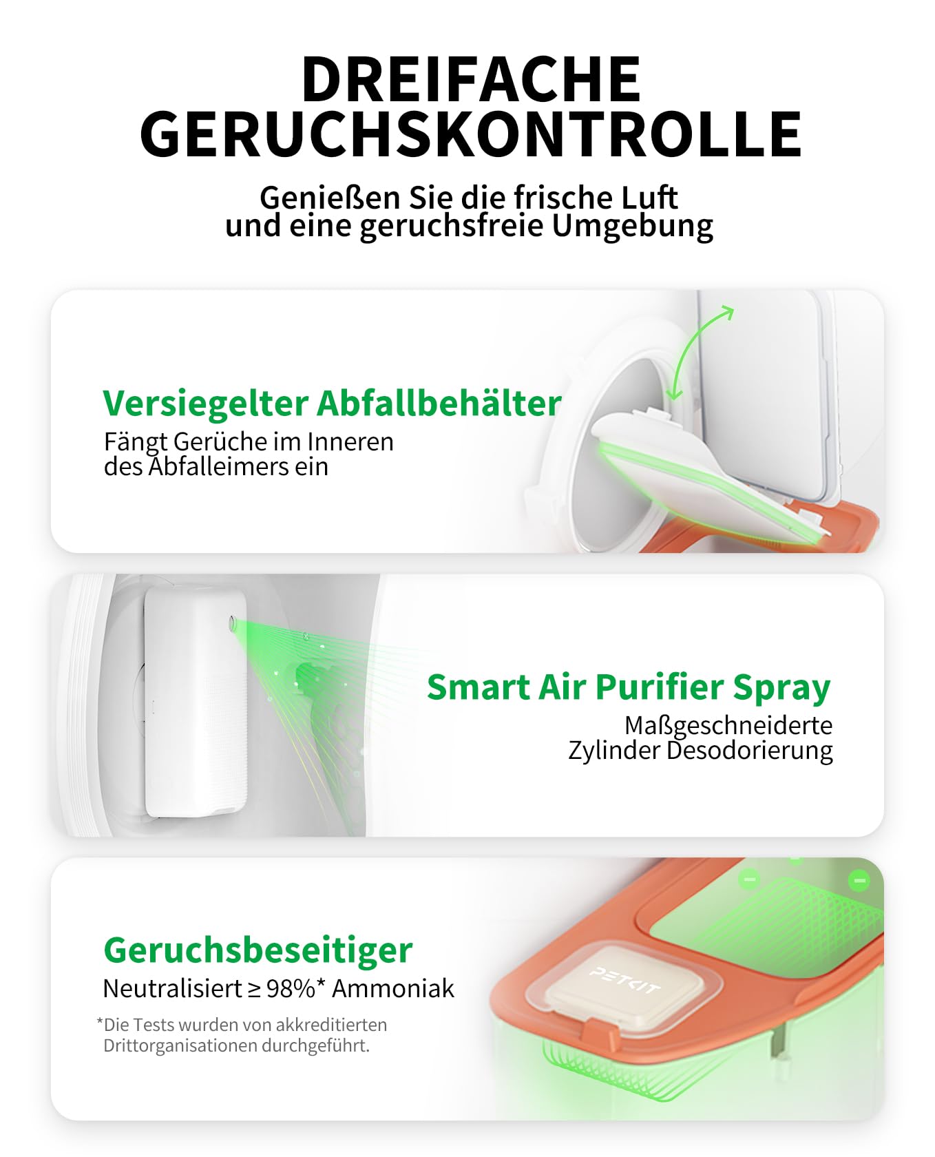 Katzentoilette selbstreinigend Pura Max 2 76 L App-Steuerung XSecure 8 kg Traglast 58 x 53 x 52,5 cm