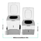 Mobile Trockentrenntoilette WandaGO P1 höhenverstellbar 31–44 cm 150 kg 6,5 L + 4,6 L Grau