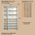 Mehrzweckschrank Nevada 213215701 111 x 191 x 34 cm 6 Türen 12 Einlegeböden mit Kleiderstange
