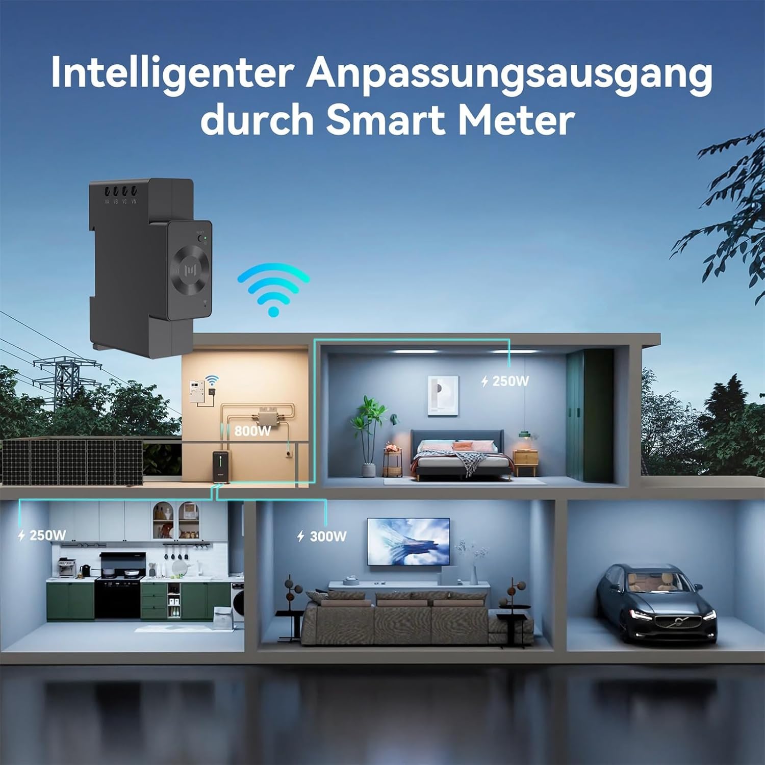 B2500 Solarspeicher 2240 Wh für Balkonkraftwerke LiFePO4 Akku erweiterbar Plug & Play IP65