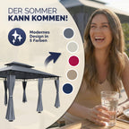 Pavillon 3 x 4 m mit Seitenteilen UV 50+ wasserabweisendes Dach Stahlgestell Dachhaube