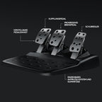 Gaming Rennlenkrad G29 mit 900° Lenkbereich Force Feedback Edelstahlpedalen und Leder-Lenkrad für PS5 PS4 PC Mac