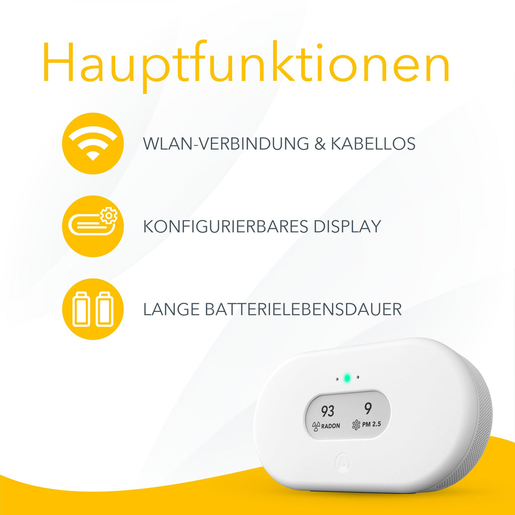 Radon und Luftqualitätsmessgerät View Plus 2960 mit PM2.5 CO2 VOC Feuchtigkeit und Luftdruck