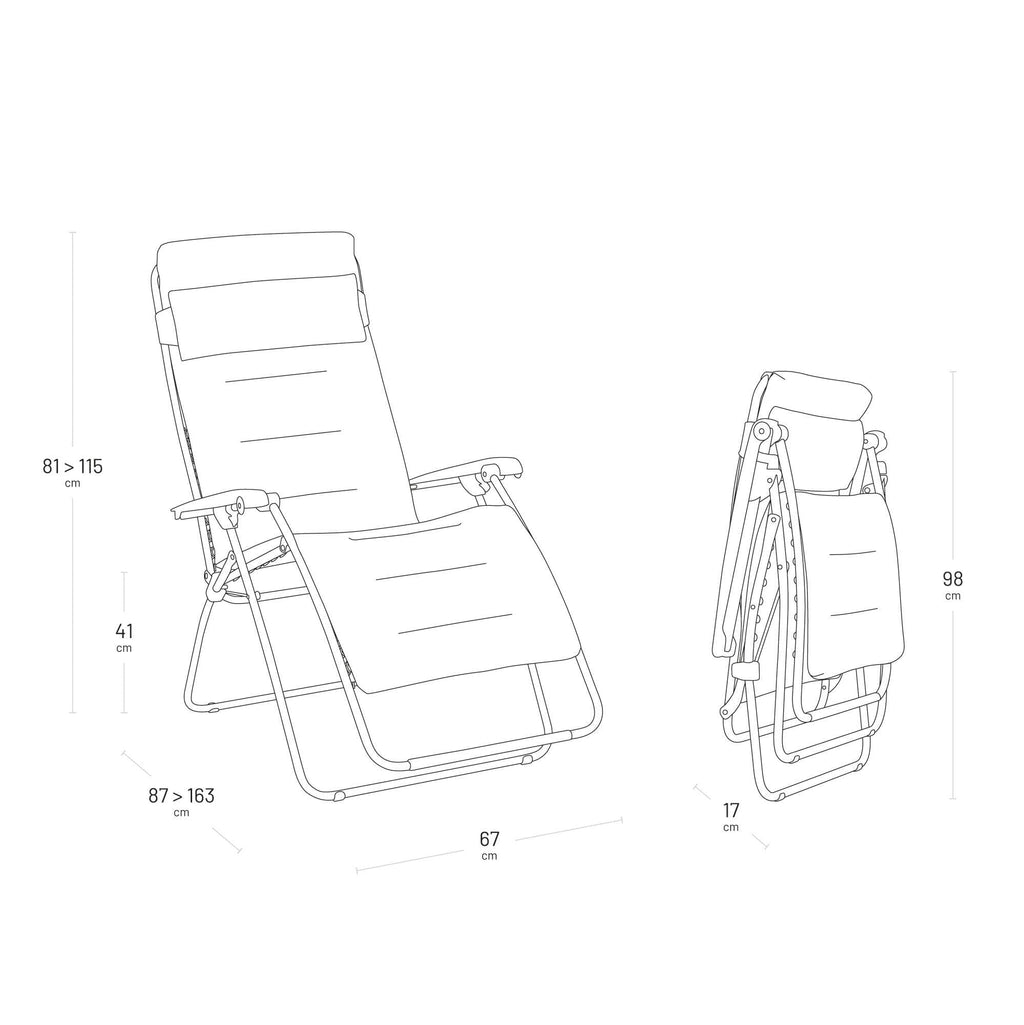 Lafuma MOBILIER Relaxliege RSX Clip AirComfort Zero Gravity Klappbar Schwarz 163 x 67 x 115 cm