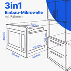 Einbau Mikrowelle MWG 2216 H EB 25 L 900 W mit Grill 1100 W Heißluft 2500 W und Grillrost