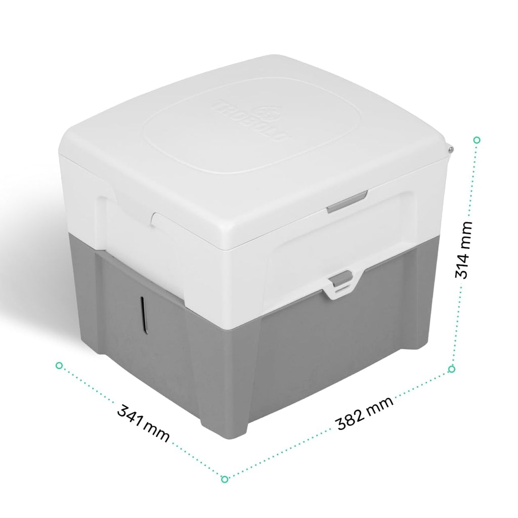 Mobile Trockentrenntoilette WandaGO P1 höhenverstellbar 31–44 cm 150 kg 6,5 L + 4,6 L Grau