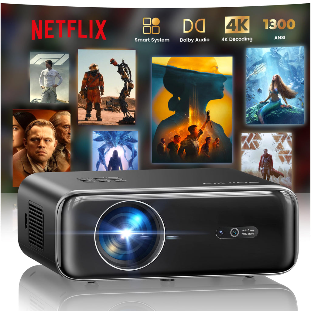 Smart Beamer P62 Pro 1080P 1300 ANSI 4K Unterstützung Autofokus 6D Trapezkorrektur WiFi 6 Bluetooth 5.2 Dolby Audio