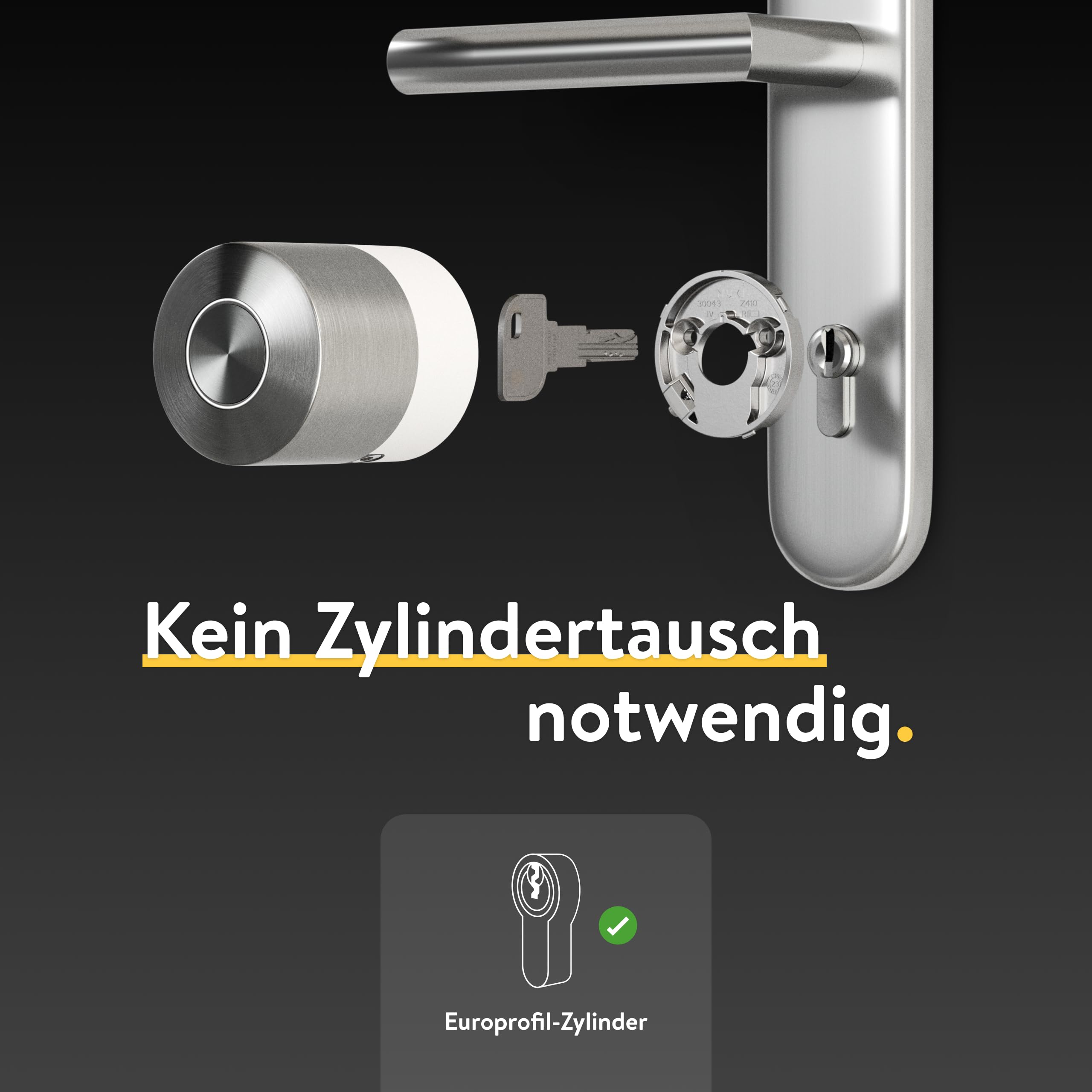 Elektronisches Türschloss Smart Lock Pro Bluetooth WLAN Matter App-Steuerung Fernzugriff Auto-Lock 1,5 Sekunden Montage ohne Zylindertausch