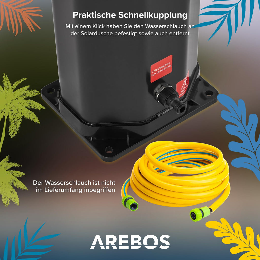 Solardusche 60 L mit Handbrause Thermometer schwenkbarem Duschkopf und Snap-In Technologie für Pool Garten Camping