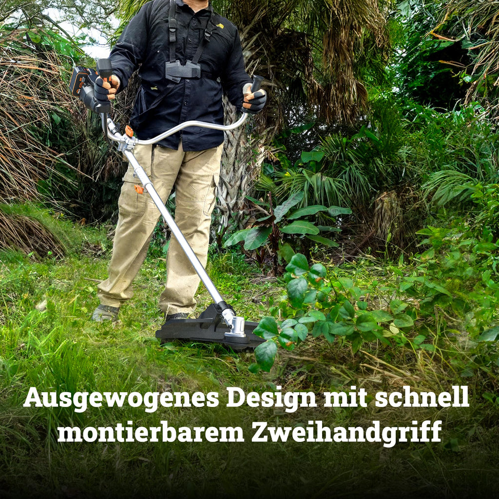 Akku-Sense WG084E.9 40V 38 cm Schnittbreite 25,5 cm Messerdurchmesser Zweihandgriff Doppelfaden-System ohne Akku