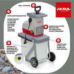 Elektro Walzenhäcksler ILH 3000A 3000 W für Äste bis 44 mm mit 60 L Fangbox automatischem Asteinzug