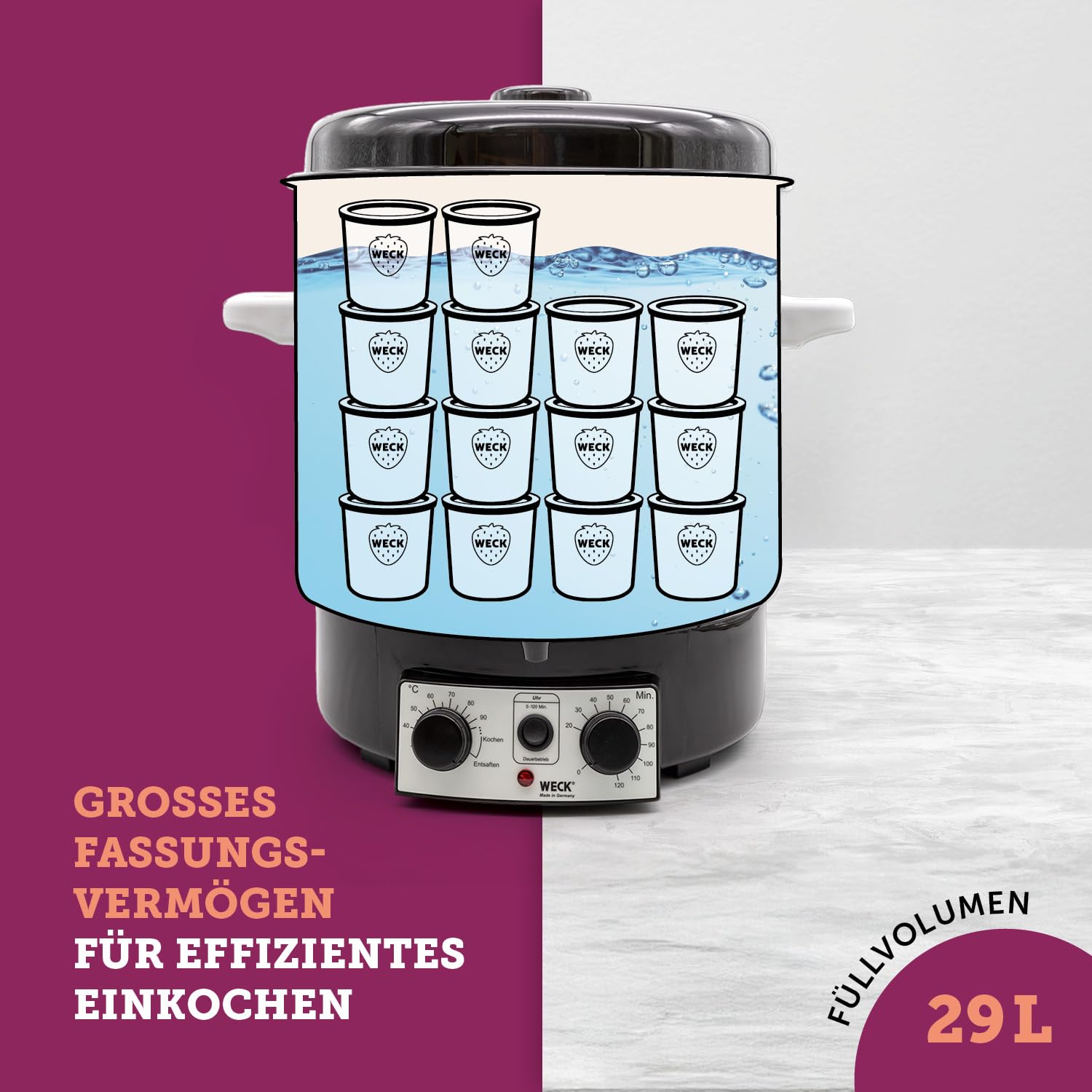 Einkochautomat WAT 15-A 29L 1800W Präzisionsthermostat Zeitschaltuhr Auslaufhahn Emaille