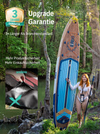 Extra Großes aufblasbares SUP Board 335 x 83 x 15 cm für 2+1 Personen bis 250 kg mit StabilTrac Finne und Kayak Sitz
