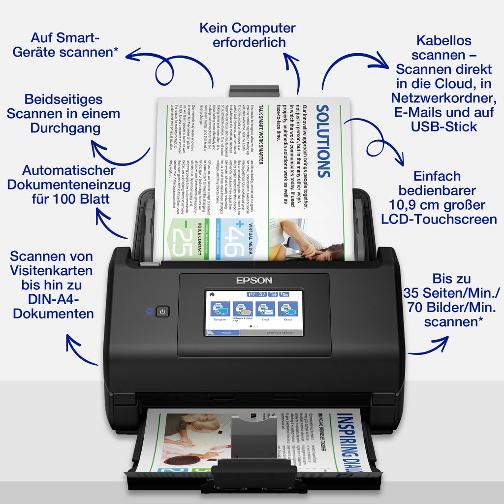 Dokumentenscanner ES-580W A4 Duplex WLAN USB 3.0 35 Seiten 70 Bilder pro Minute 100 Blatt Dokumenteneinzug