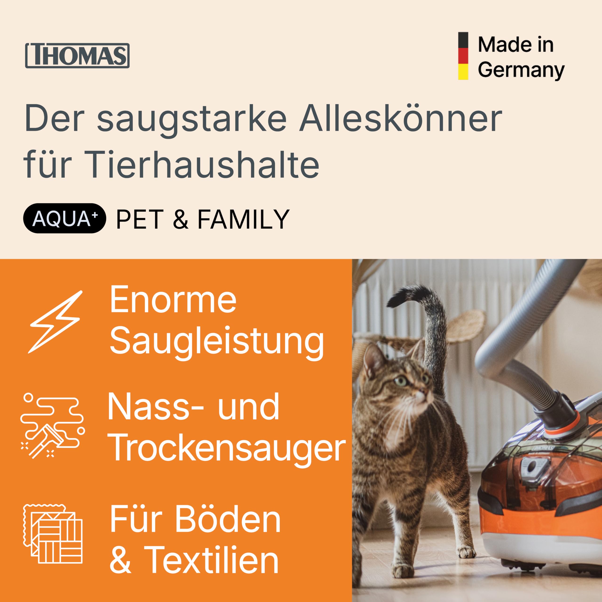 Tierhaar Waschsauger AQUA+ PET & FAMILY 1700 W Wasserfilter Nasssaugen Trockensaugen Wischfunktion