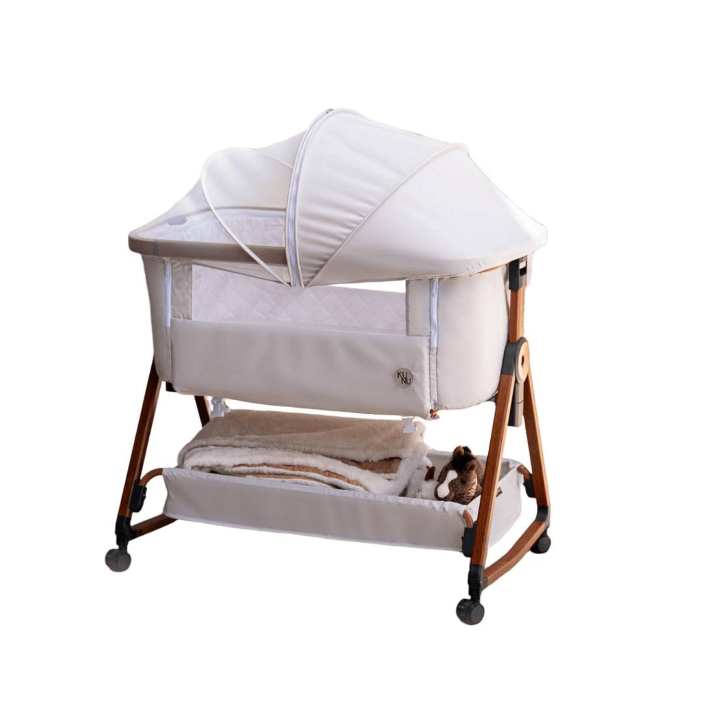 Baby Beistellbett mit Rollen 3 in 1 höhenverstellbar für Boxspringbett Reisebett Wiegefunktion 93 x 58 x 82 cm bis 9 kg