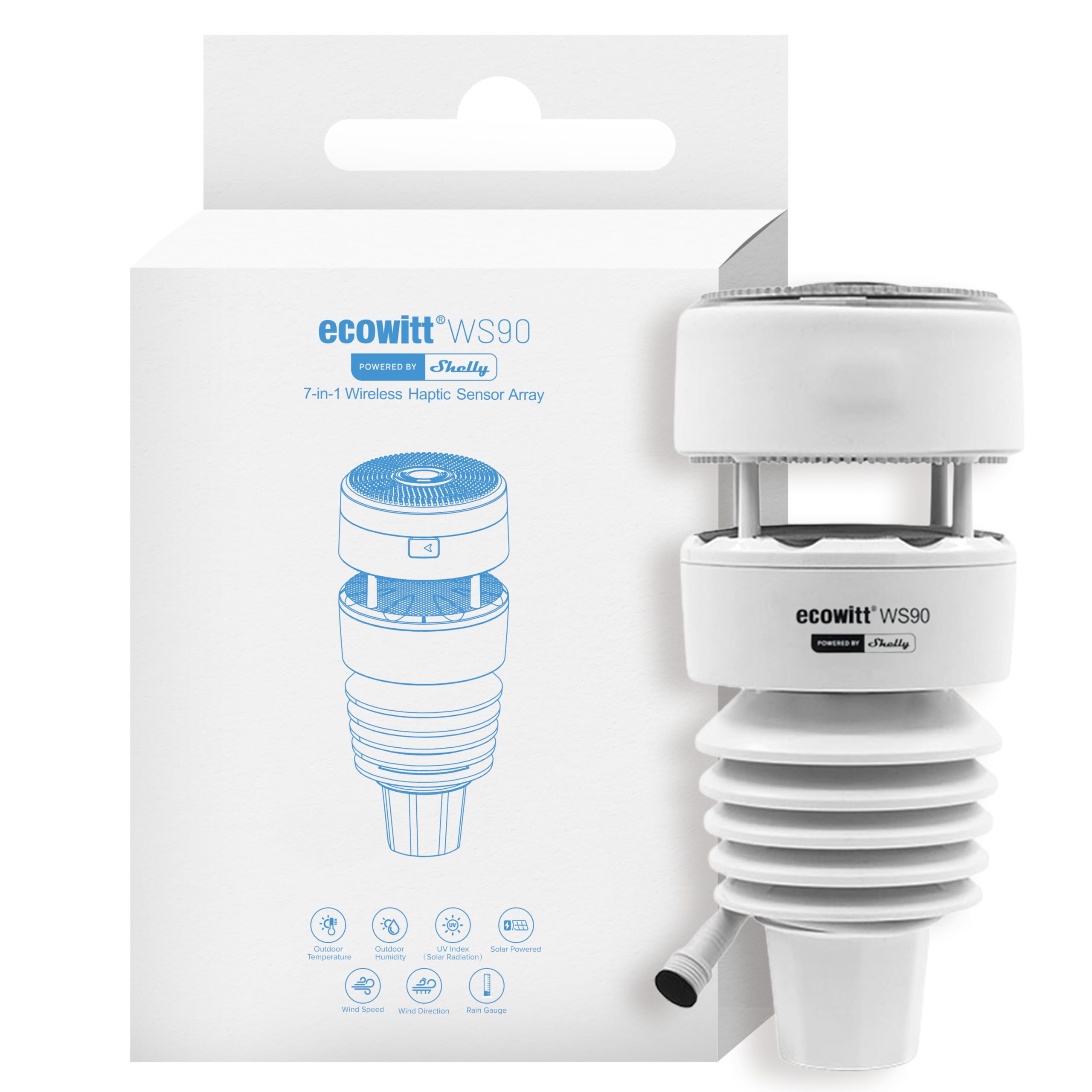WS90 Smart Wetterstation 7-in-1 Bluetooth Zigbee Solar IPX5 UV Messung Regen Wind Temperatur