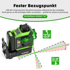 Kreuzlinienlaser 360° mit motorisierter Basis Fernbedienung automatischer Ausrichtung ±2 mm Präzision Pulsmodus 5200 mAh Akku