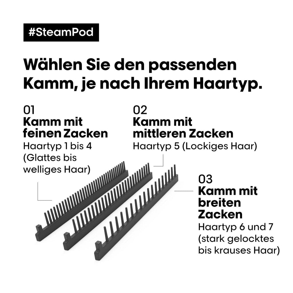 SteamPod 4 Dampfstyler mit Dampftechnologie zum Glätten Locken und Wellen für alle Haartypen mit 3 Kämmen