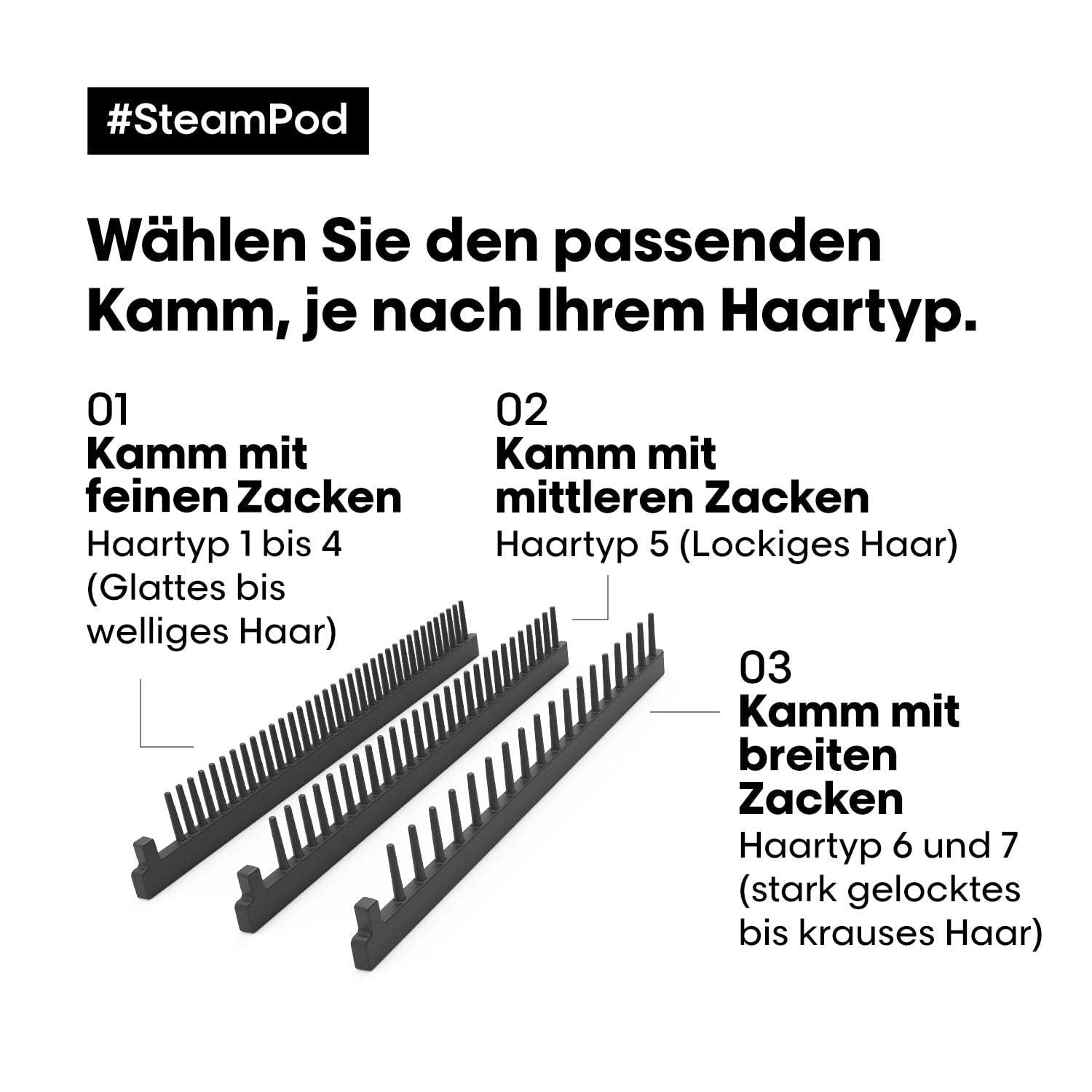 SteamPod 4 Dampfstyler mit Dampftechnologie zum Glätten Locken und Wellen für alle Haartypen mit 3 Kämmen