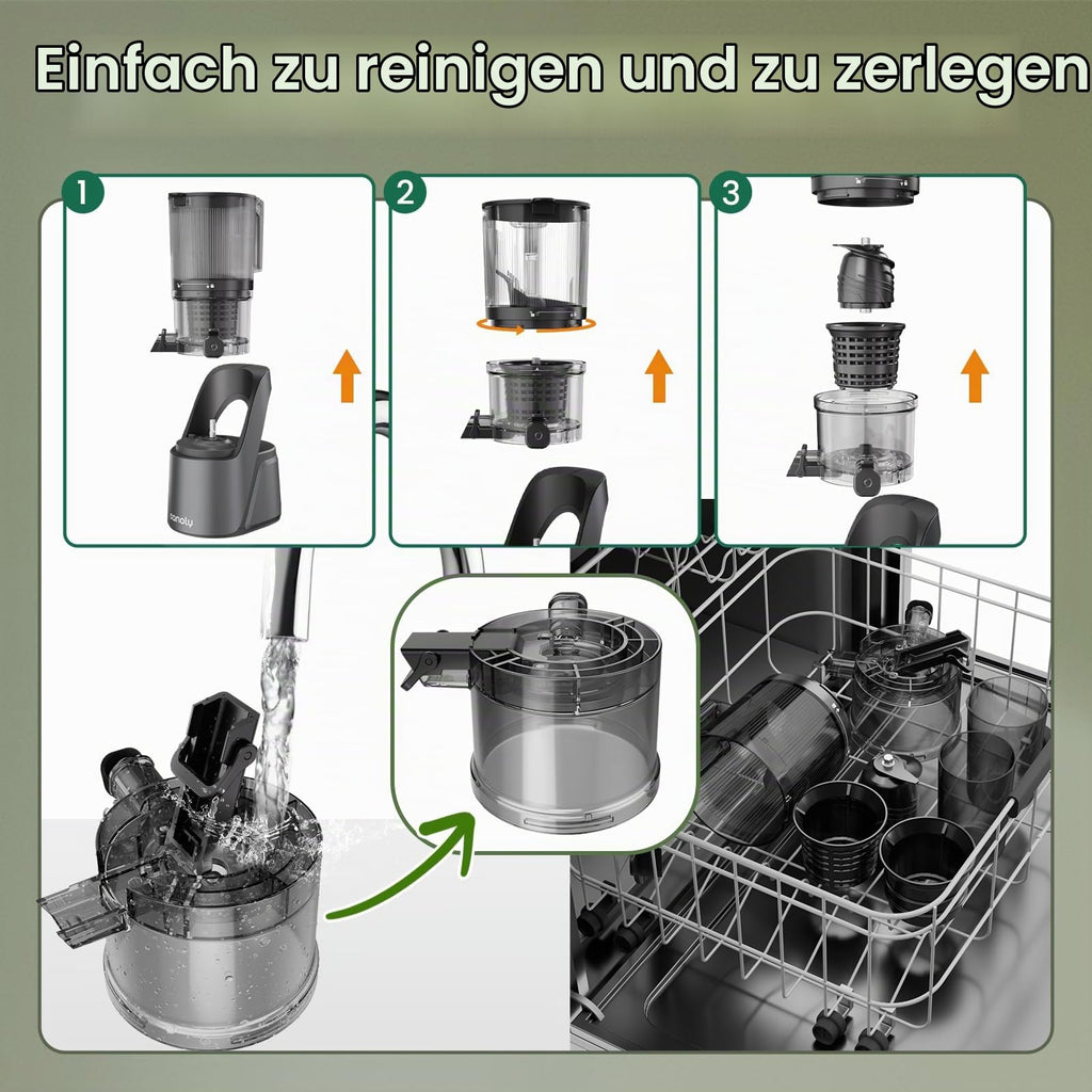 Slow Juicer Kaltpress Entsafter C16 250 W 2,6 L Fassungsvermögen 150 mm Einfüllöffnung