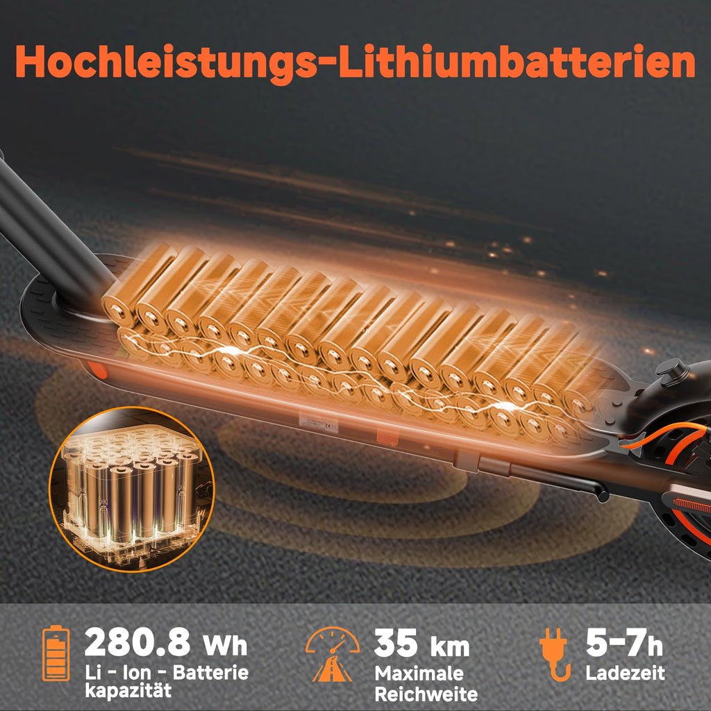 E-Scooter mit Straßenzulassung ABE S3 500 W 35 km Reichweite 20 km/h App-Steuerung 8,5 Zoll Vollgummireifen