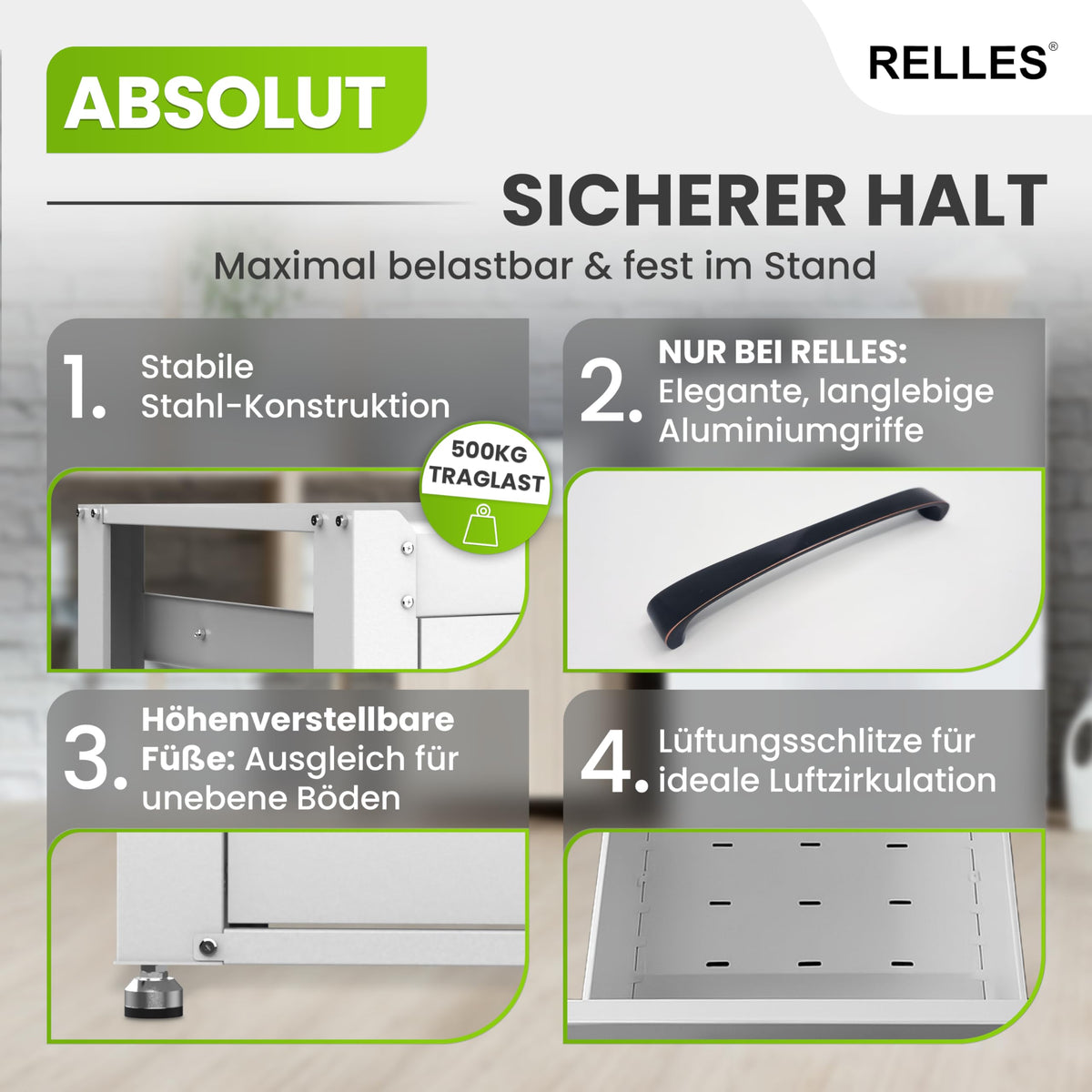 Waschmaschinen Untergestell A007 mit Schublade und Ablage 500 kg Tragkraft 62 x 62 x 57,5 cm höhenverstellbare Füße