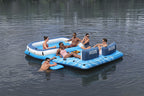 Badeinsel für 6 Personen Tropical Breeze 389 × 274 cm mit Sonnendach Kühltasche und 6 Getränkehaltern