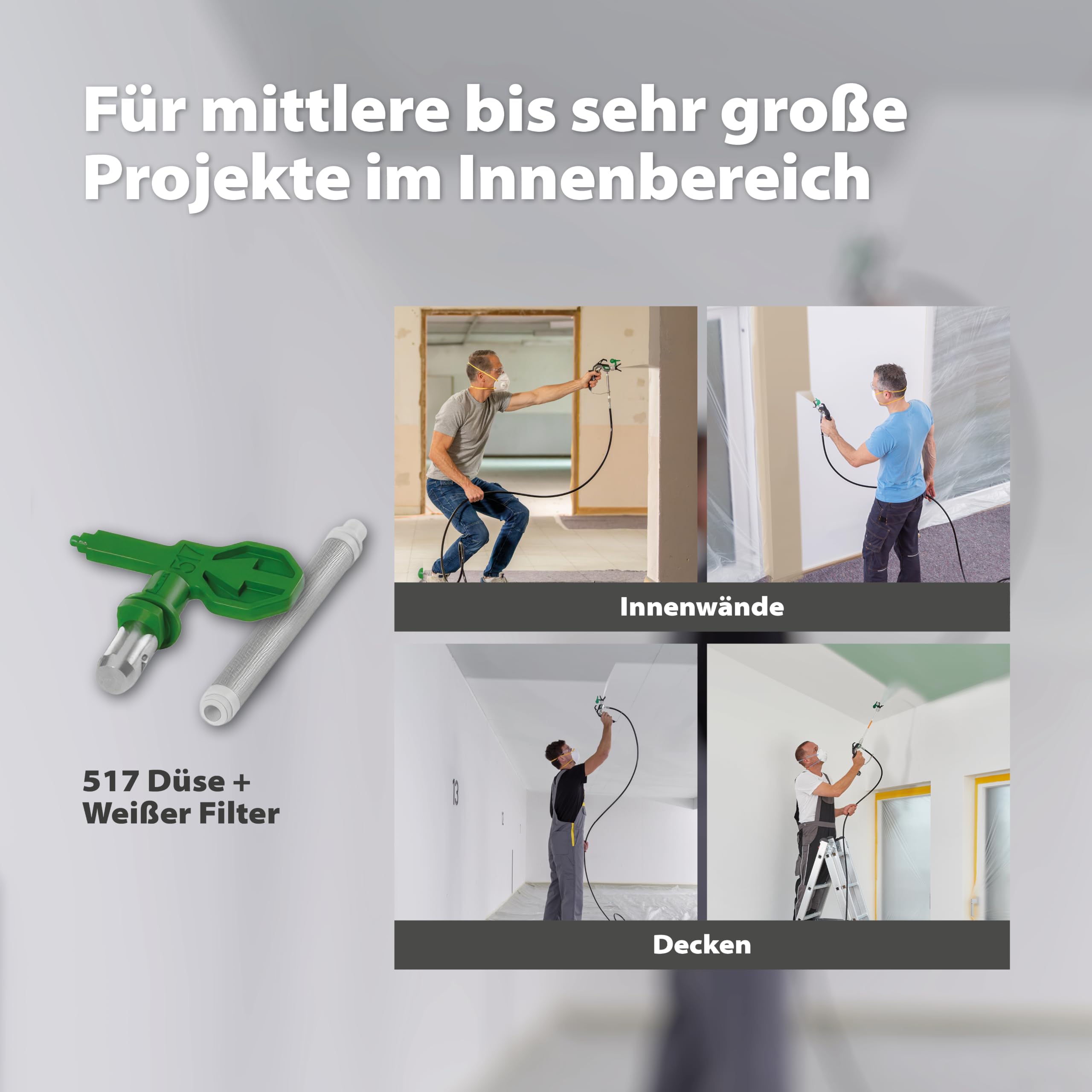 Airless Farbsprühsystem Control Pro 250 M 110 Bar mit 9 m Schlauch und Airlesspistole für Wandfarben Lacke und Lasuren