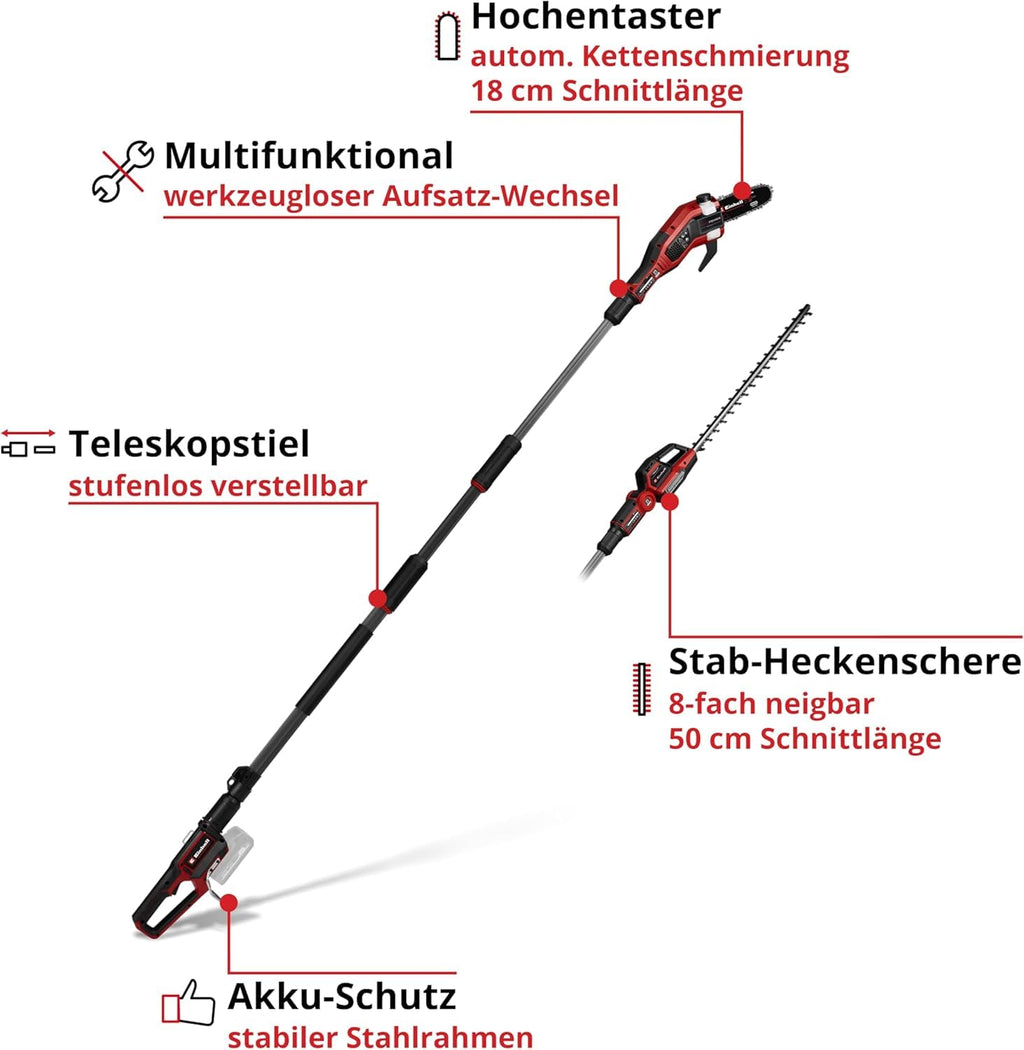 Akku-Multitool GP-HC 18/5020 Li T BL-Solo 18 V Brushless mit 50 cm Heckenschere und 18 cm Hochentaster