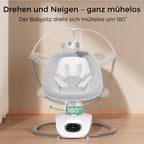 Elektrische Babywippe CocoSway mit 3D-Bewegung 6 Bewegungsarten 4 Geschwindigkeiten Fernbedienung 5-Punkt-Gurt 180° drehbar bis 9 kg