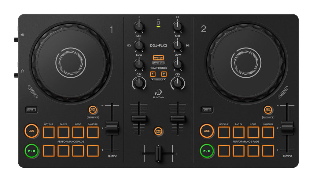 DJ-Controller DDJ-FLX2 2-Kanal USB-C kompatibel mit PC Mac Smartphone und Tablet