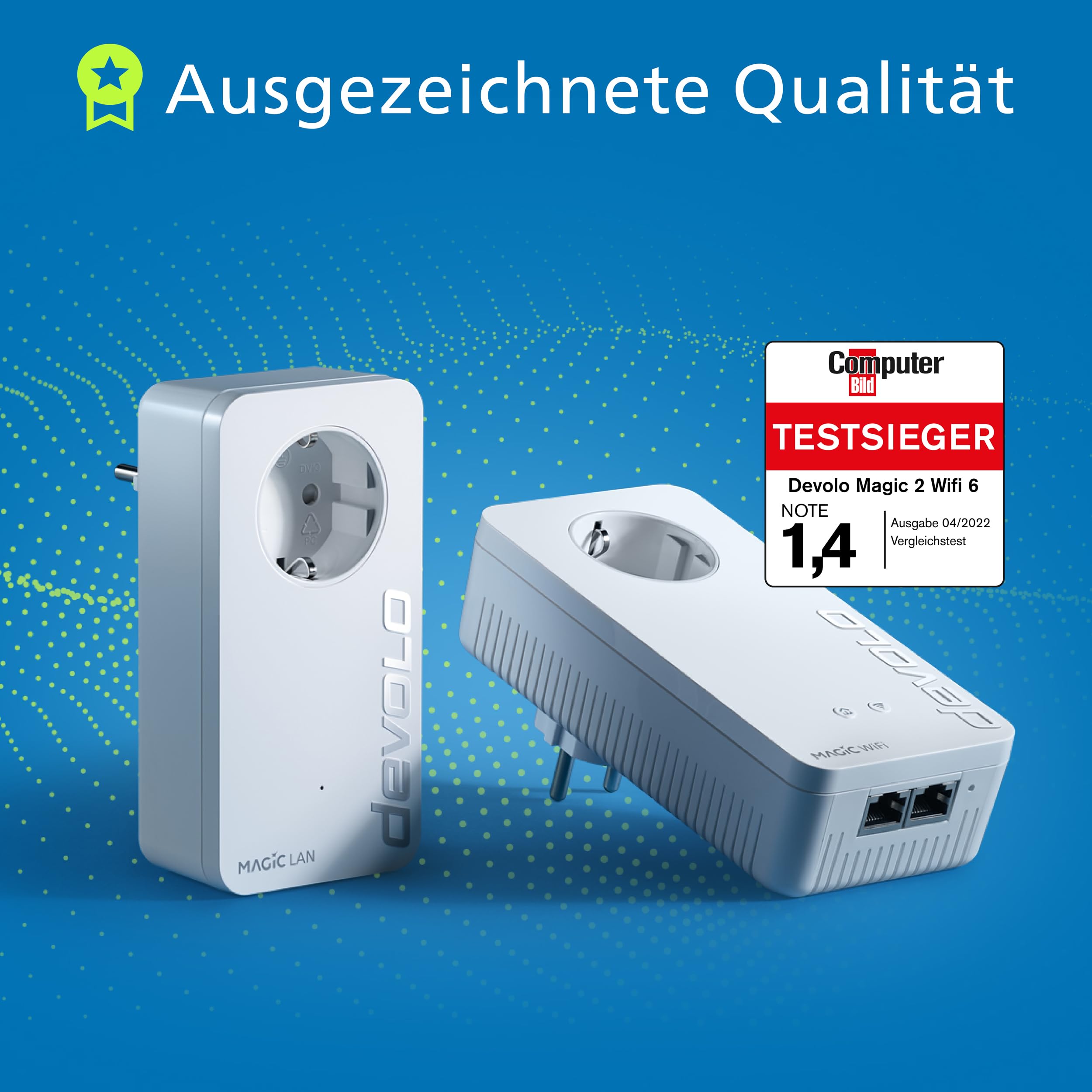 Magic 2 WiFi 6 Netzwerkadapter Set für WLAN über Stromleitung bis 2400 Mbit/s Mesh WLAN 2x Gigabit LAN