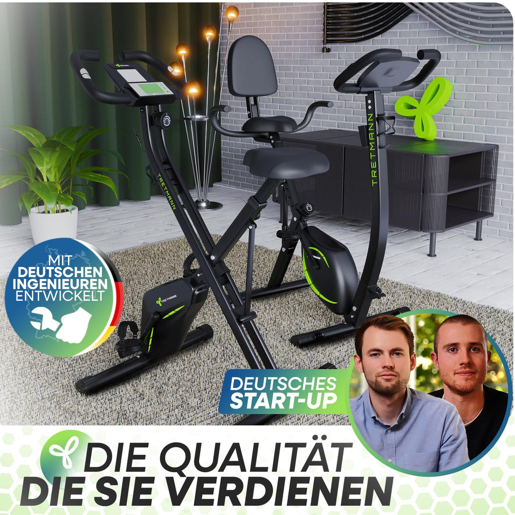 Klappbarer Heimtrainer Tretmann Home mit Magnetwiderstand 16 Stufen gepolstertem Sitz und 150 kg Belastbarkeit