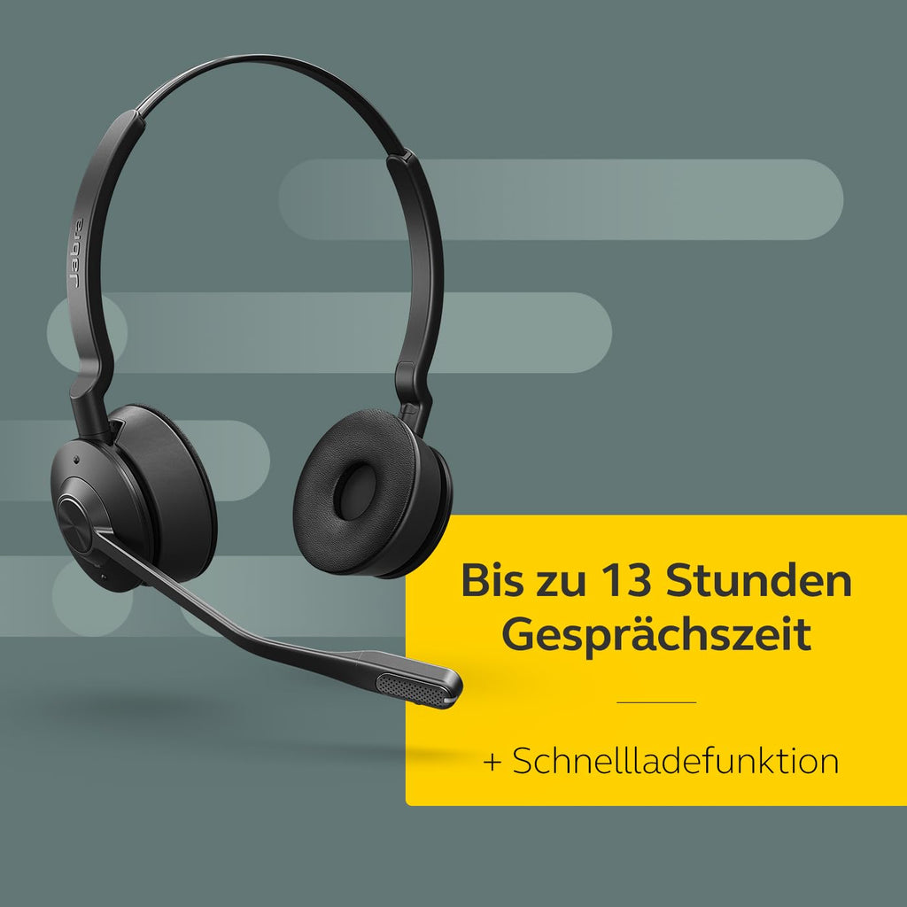 Schnurloses DECT Stereo Headset Engage 65 SE für professionelle Anrufe 13 Std. Akku 150 m Reichweite USB-C Basisstation