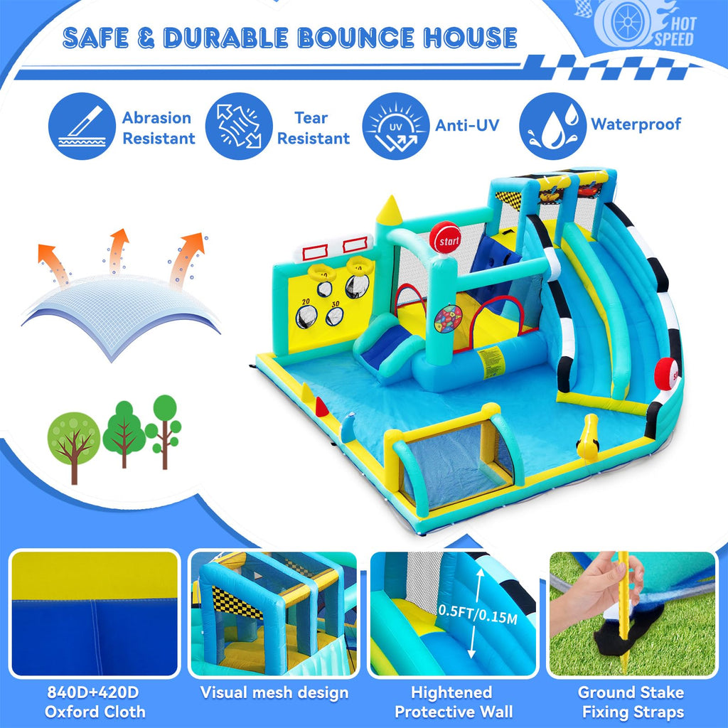 Kinder-Hüpfburg 20286 mit Wasserrutsche und Pool 452 x 416 x 210 cm 550-W-Gebläse für Indoor und Outdoor