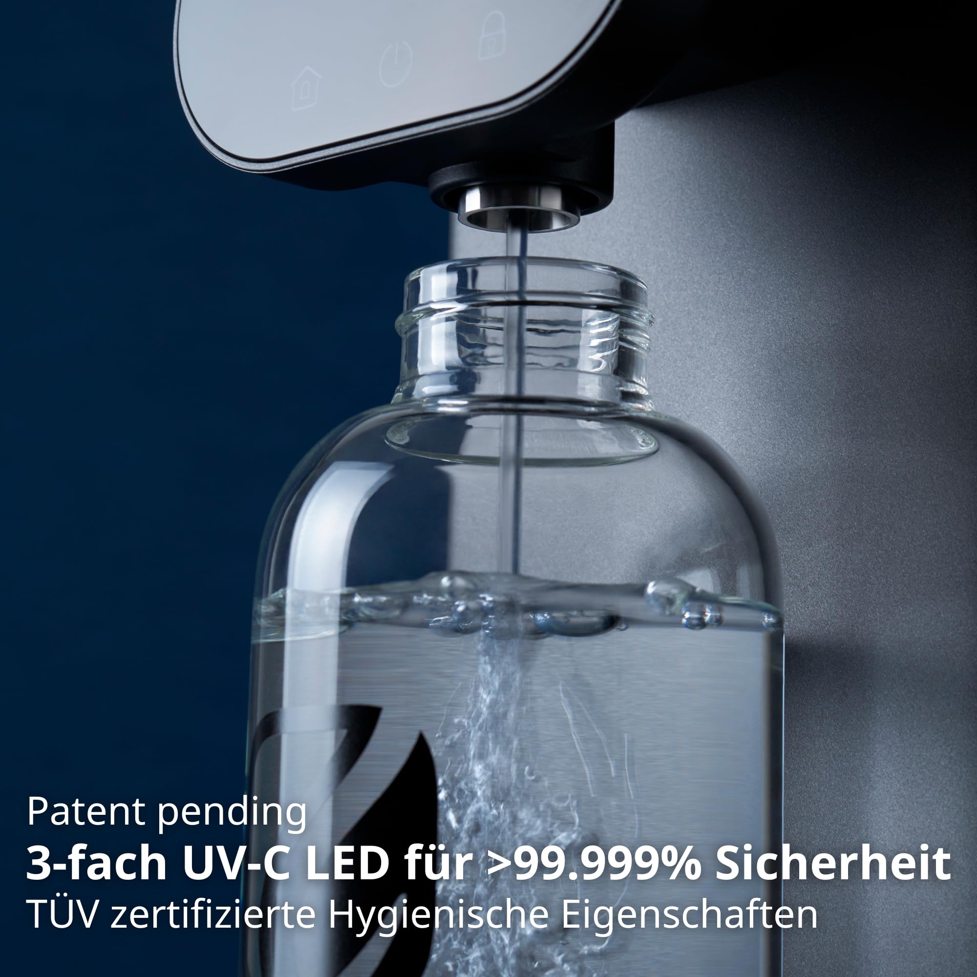 Auftisch Osmoseanlage Fusion Air mit Heißwasserspender 4,7 L 3-fach UV-C LED 10-stufige Filterung
