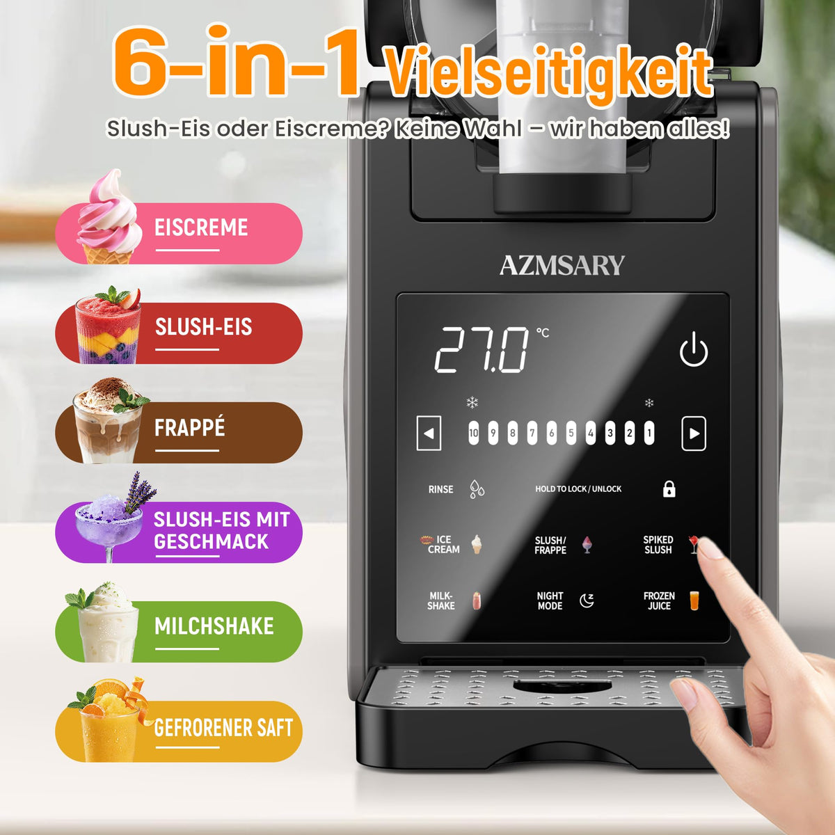 Slush Maschine 2,5 L mit 6 Programmen LED-Display Kompressor Selbstreinigung Keep Cool Funktion Modell FS306
