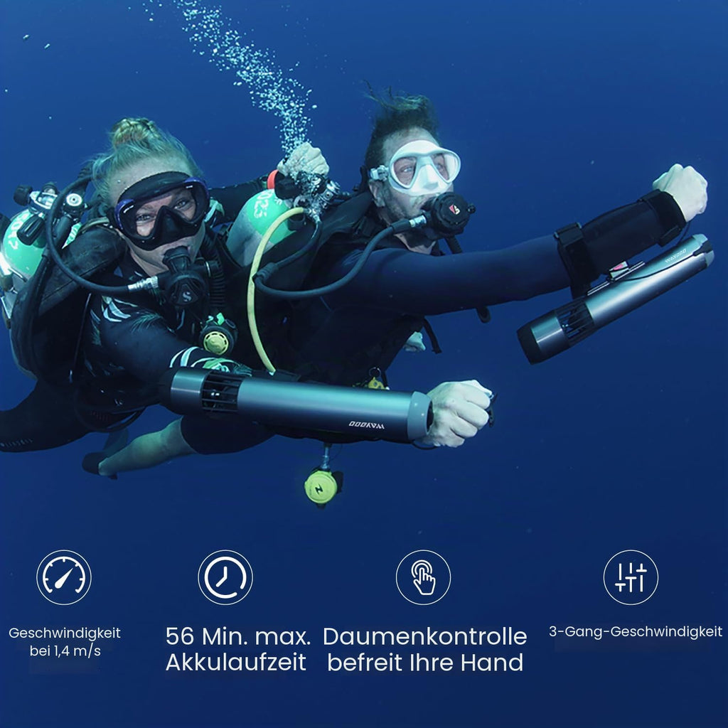 Unterwasser-Scooter mit Daumensteuerung 3 Geschwindigkeiten 56 Min Laufzeit 98 Wh Akku für SUP Tauchen Schnorcheln
