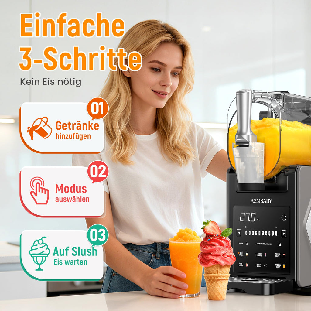 Slush Maschine 2,5 L mit 6 Programmen LED-Display Kompressor Selbstreinigung Keep Cool Funktion Modell FS306