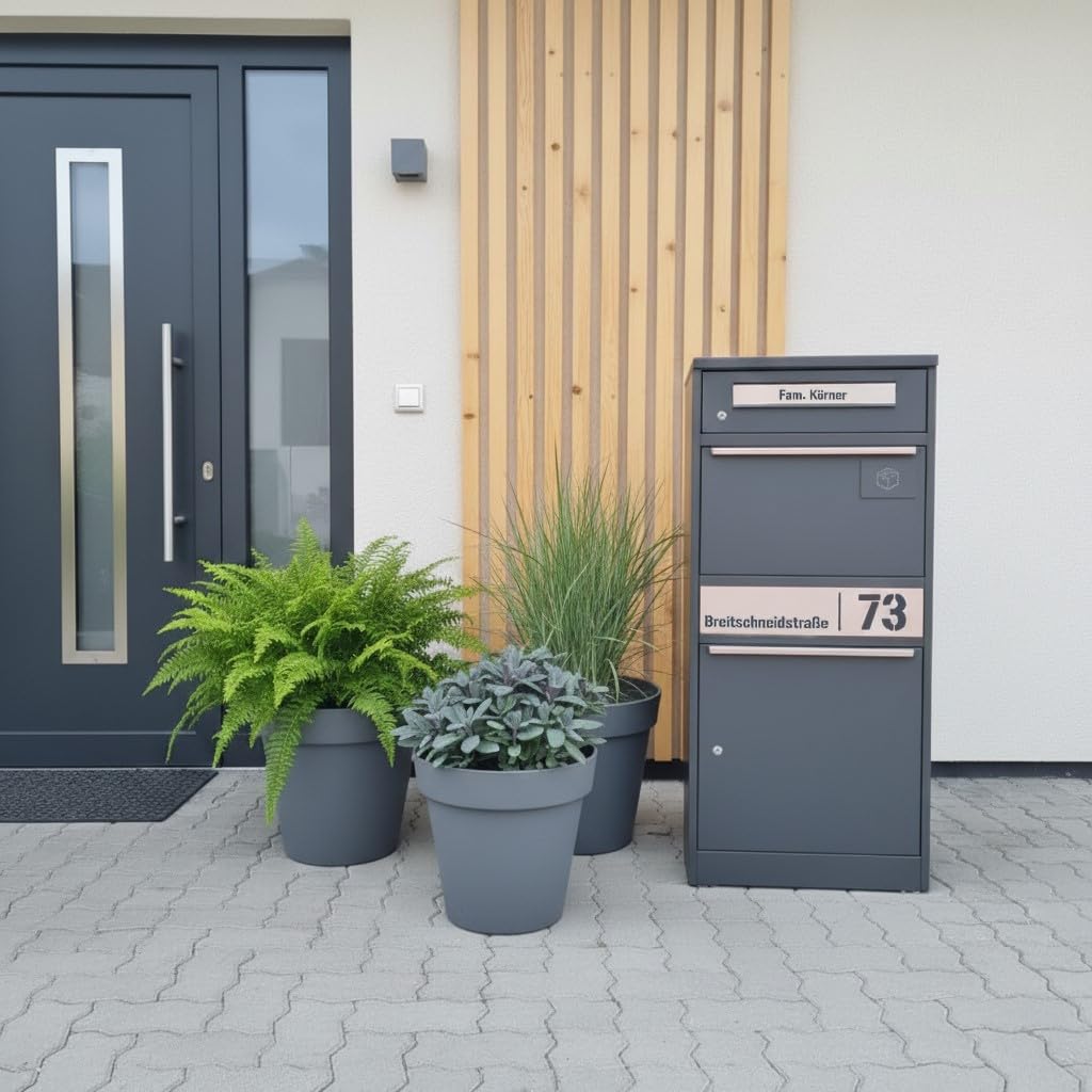 Paketbriefkasten mit großem Paketfach Bispo 2 112,9 x 50,3 x 37,4 cm Stahl abschließbar DIN C4 Einwurf 2 Schlüssel