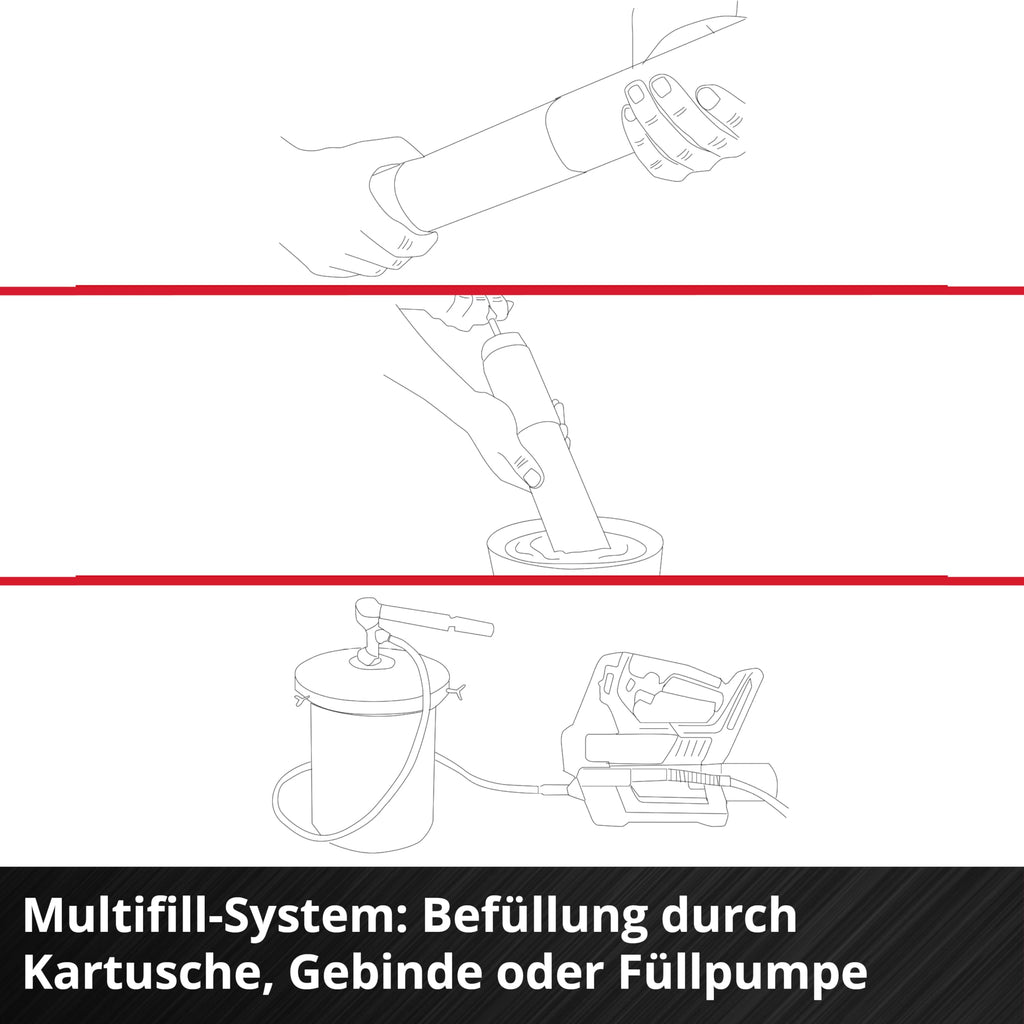 Akku Fettpresse TP-GR 18/690 Li 18 V 690 bar 295 ml/min 2 Gänge mit 120 cm Schlauch und Tragegurt ohne Akku