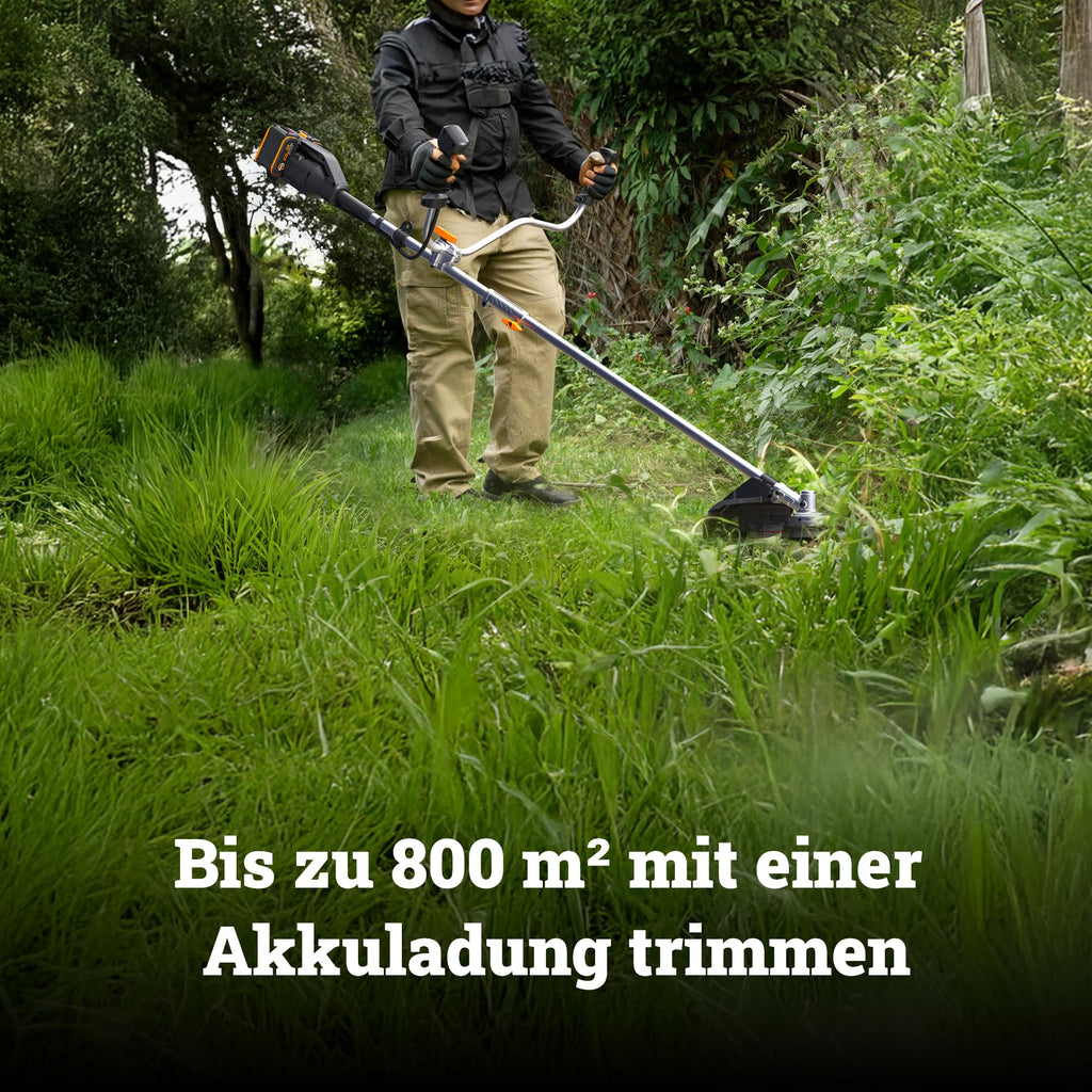 Akku-Sense WG084E.9 40V 38 cm Schnittbreite 25,5 cm Messerdurchmesser Zweihandgriff Doppelfaden-System ohne Akku