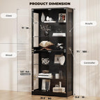 Vitrine mit Glastür BD019B 180 cm 6 Ebenen Beleuchtung verstellbare Glasböden für Sammlerstücke