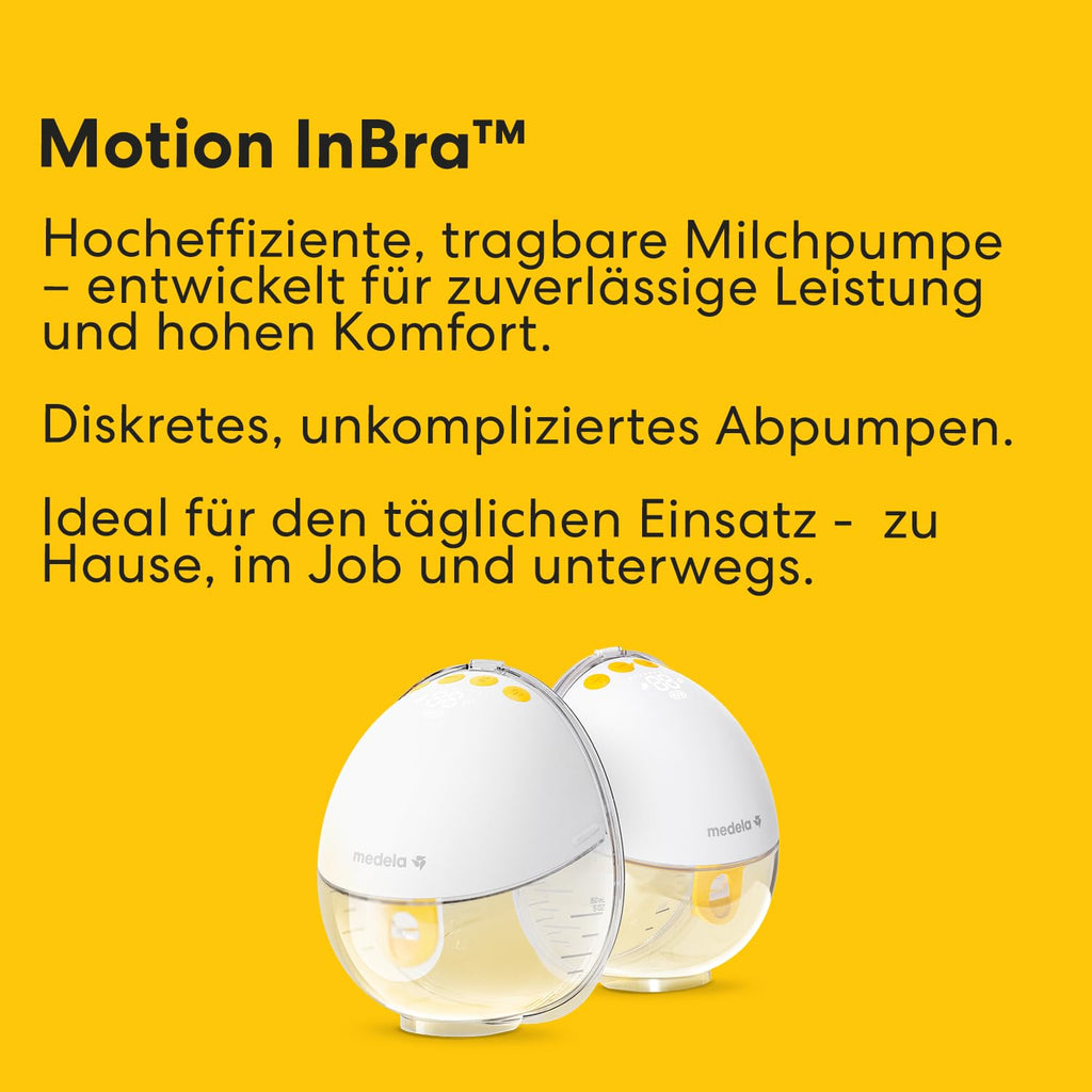 Tragbare elektrische Milchpumpe Motion InBra mit Akku 9 Saugstufen 24 mm Brusthaube 3 Silikoneinsätze Aufbewahrungstasche