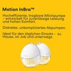 Tragbare elektrische Milchpumpe Motion InBra mit Akku 9 Saugstufen 24 mm Brusthaube 3 Silikoneinsätze Aufbewahrungstasche